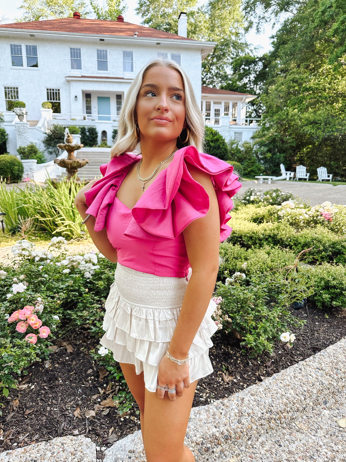 "Nikki" Ruffled Top (pink)