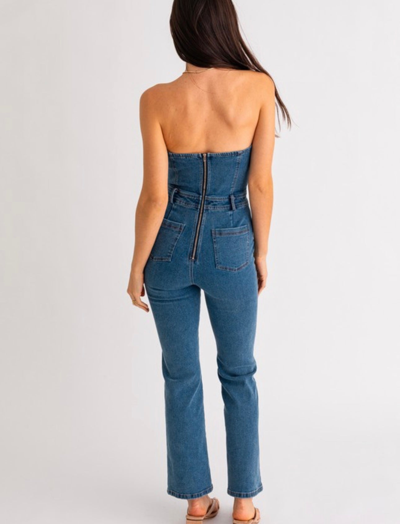 Denim Daze Strapless Jumpsuit