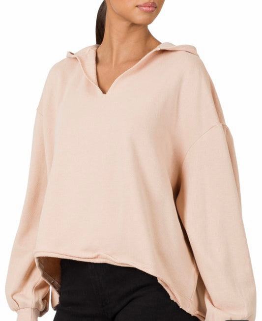 Blush Oversized Balloon Sleeve Hoodie