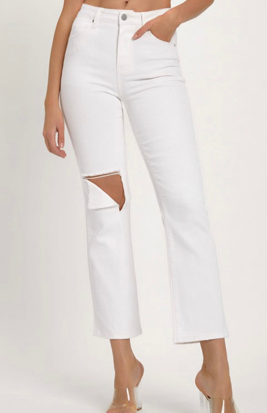 White Relaxed Distressed Jean